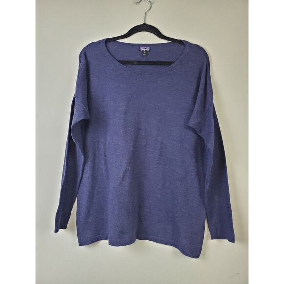 Patagonia Womens Small Blue Pullover Sweater ORGANIC Cotton Blend Round Neck - Picture 10 of 10